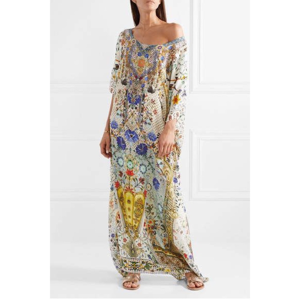 CAMILLA THE BUTTERFLY EFFECT SILK MAXI KAFTAN RESORT DRESS NEW ONE SIZE - Picture 3 of 6